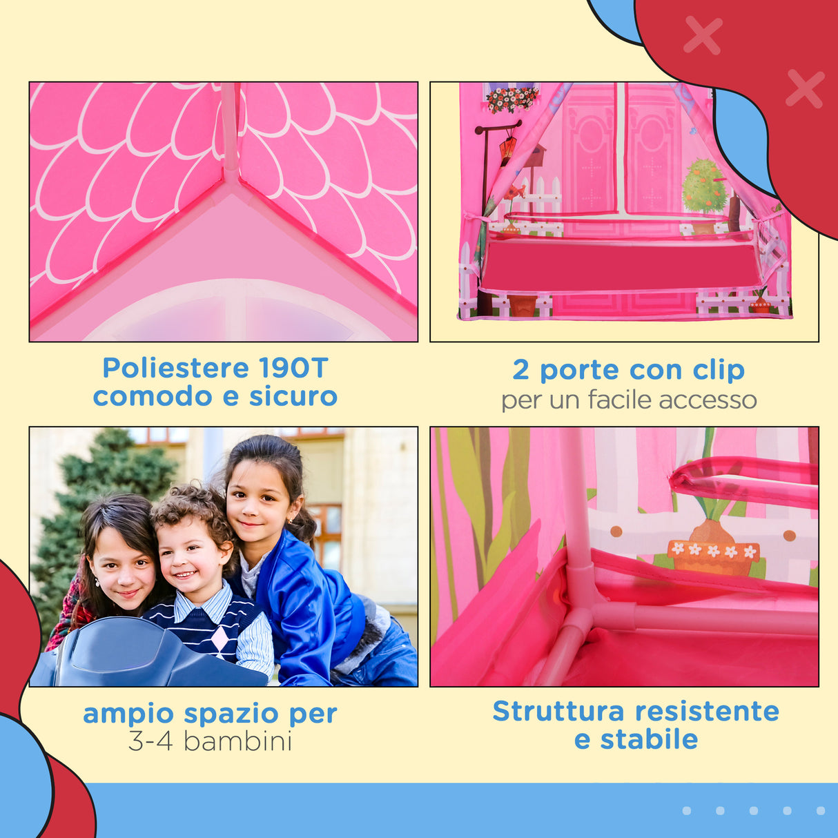 immagine-5-easycomfort-easycomfort-tenda-da-gioco-rosa-per-bambina-3-anni-93-x-69-x-103-cm-idea-regalo-tema-principessa