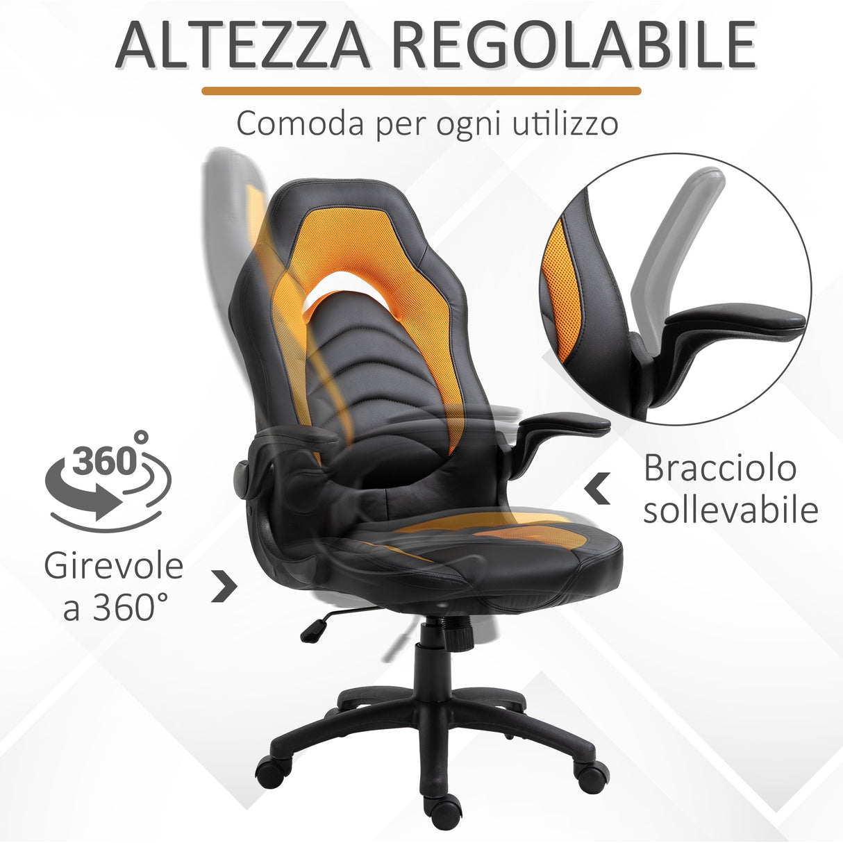 immagine-6-easycomfort-easycomfort-poltrona-da-gaming-o-da-ufficio-in-similpelle-gialla-braccioli-pieghevoli-schienale-e-altezza-regolabile-117-127acm-ean-8054144135649