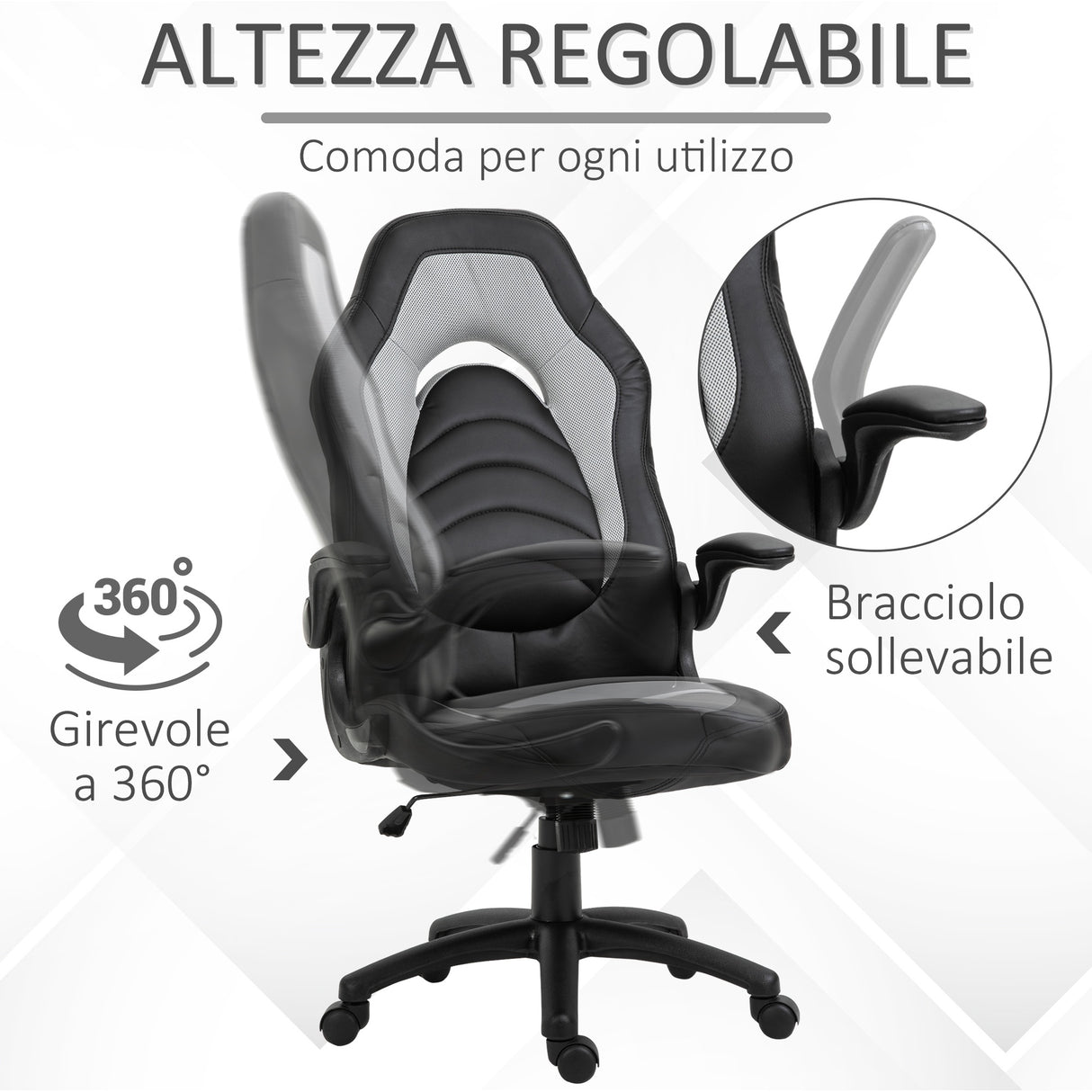 immagine-6-easycomfort-easycomfort-poltrona-da-gaming-o-da-ufficio-in-similpelle-grigia-braccioli-pieghevoli-schienale-e-altezza-regolabile-117-127acm-ean-8054144133584