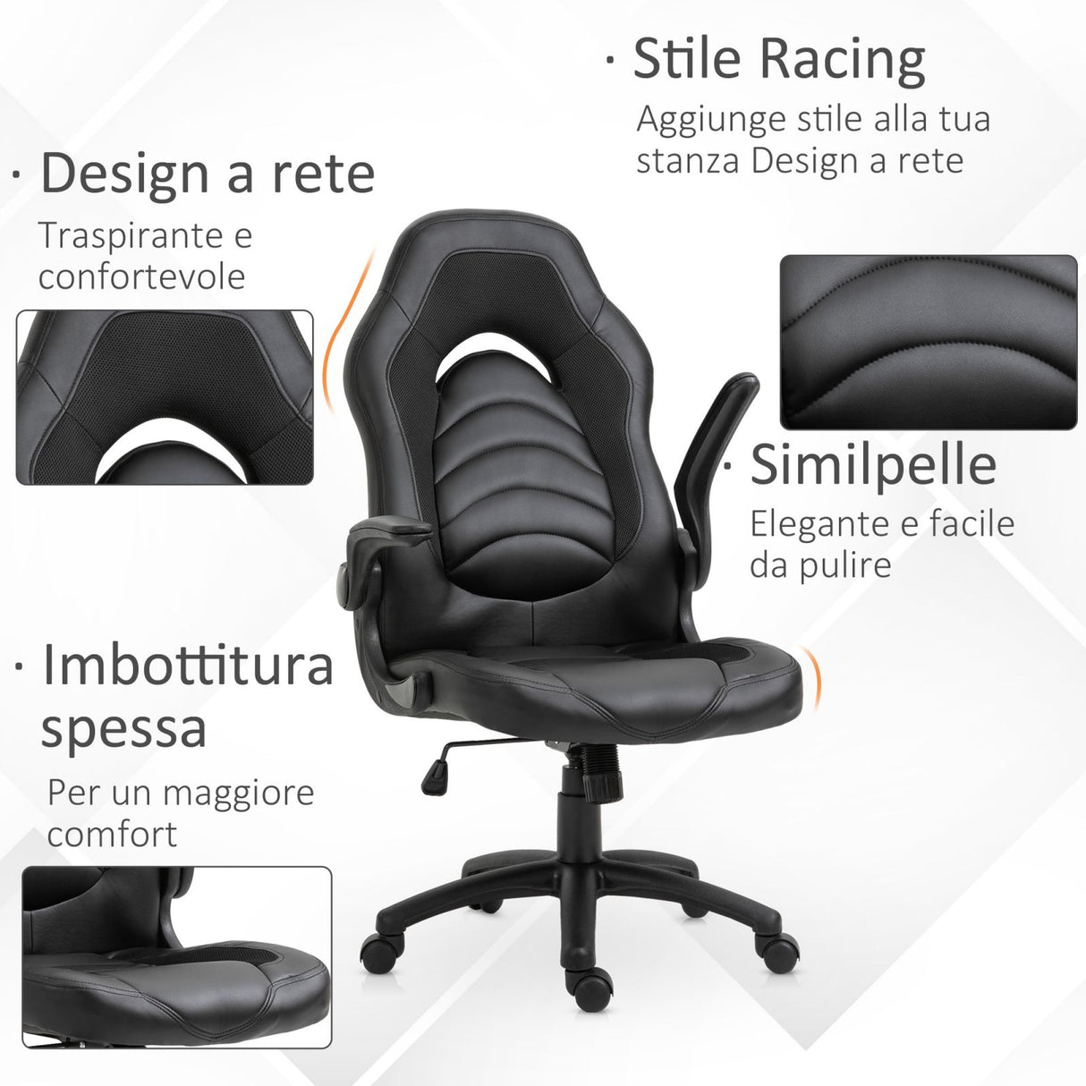 immagine-6-easycomfort-easycomfort-poltrona-gaming-o-da-ufficio-in-similpelle-nera-con-braccioli-pieghevoli-schienale-e-altezza-regolabile-ean-8054144133591