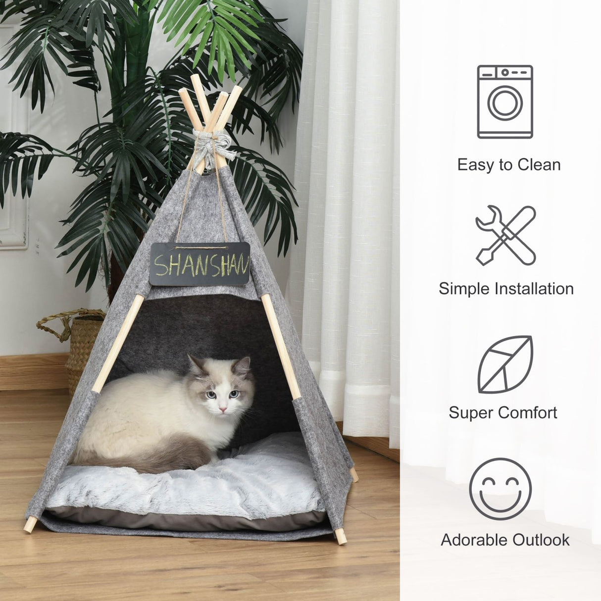 immagine-6-easycomfort-easycomfort-tenda-cuccia-per-gatti-o-cani-piccoli-da-interno-teepee-in-feltro-grigio-58x58x80cm