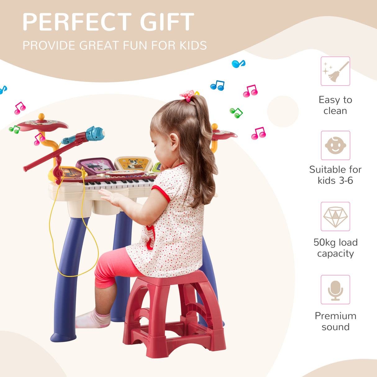 immagine-7-easycomfort-easycomfort-pianola-per-bambini-3-6-anni-con-sgabello-microfono-tamburo-e-bacchette-in-pp-e-abs-74x32-2x71-cm