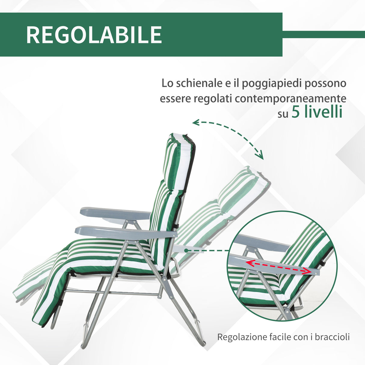 immagine-7-easycomfort-easycomfort-sedia-sdraio-da-spiaggia-da-2-pezzi-pieghevole-e-reclinabile-lettini-prendisole-da-giardino-con-cuscino-imbottito-verde-e-bianco-ean-8054144138640