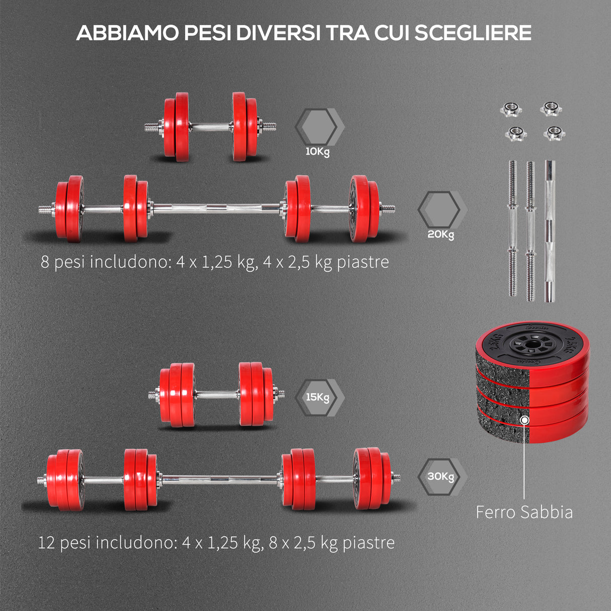 immagine-8-easycomfort-easycomfort-set-pesi-da-20kg-in-dotazione-1-bilanciere-e-2-manubri-dischi-con-rivestimento-in-plastica-antigraffio-rosso