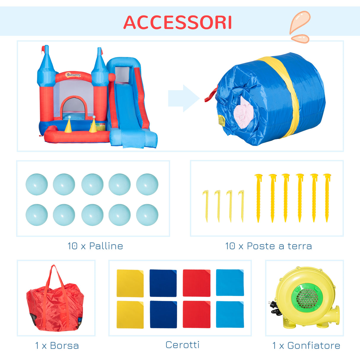 immagine-9-easycomfort-easycomfort-castello-gonfiabile-per-bambini-con-scivolo-trampolino-piscina-e-parete-da-arrampicata-333x280x210cm